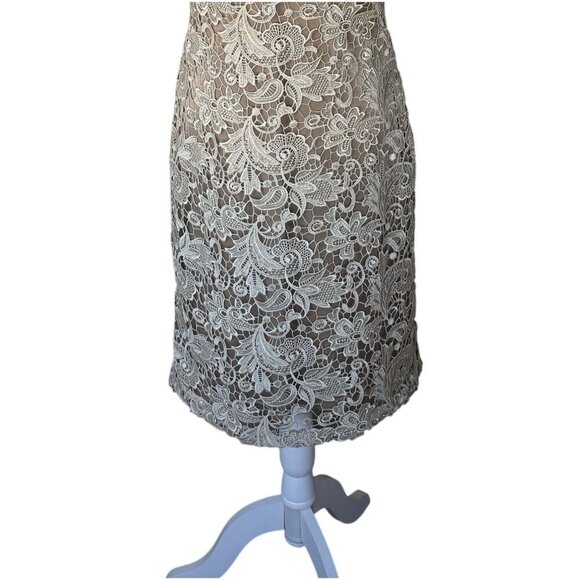 Sue Wong Sheath Dress Sz10 Embellished Lace Cap Sleeve Cocktail Elegant Classy - Picture 5 of 10